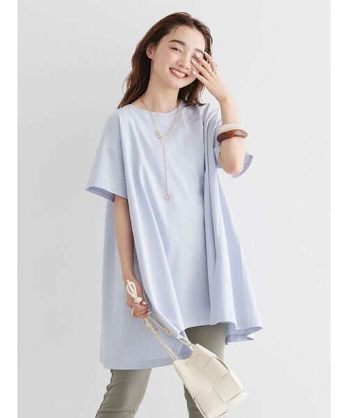 AMERICAN HOLIC（アメリカンホリック）の「キレイCotton斜めラインカットチュニック（チュニック・レディース・ライトイエロー/サックスブルー/グレイッシュベージュ/ブラック/オフホワイト・L/M）」の19枚目の写真