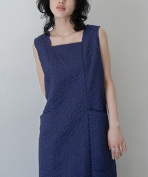 フクレジャガードワンピースsetシアー切替カーディガン