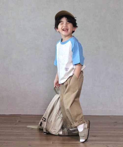 CIAOPANIC TYPY(チャオパニックティピー)の「【KIDS】ワンポイントスラブラグランTEE(Tシャツ/カットソー・キッズ・ブルー/チャコールグレー/ホワイト・S/M/L/XL/XXL)」の1枚目の写真