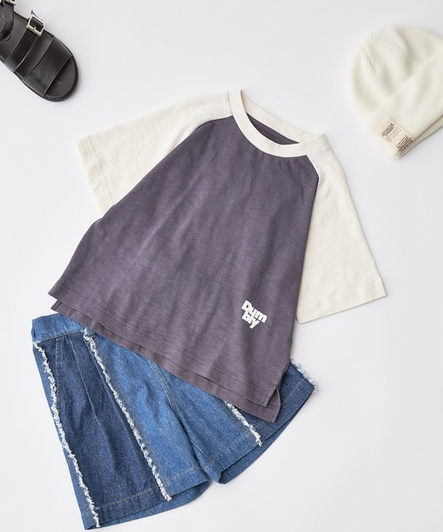 CIAOPANIC TYPY(チャオパニックティピー)の「【KIDS】ワンポイントスラブラグランTEE(Tシャツ/カットソー・キッズ・ブルー/チャコールグレー/ホワイト・S/M/L/XL/XXL)」の2枚目の写真
