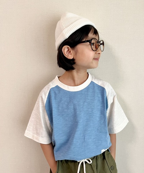 CIAOPANIC TYPY(チャオパニックティピー)の「【KIDS】ワンポイントスラブラグランTEE(Tシャツ/カットソー・キッズ・ブルー/チャコールグレー/ホワイト・S/M/L/XL/XXL)」の3枚目の写真