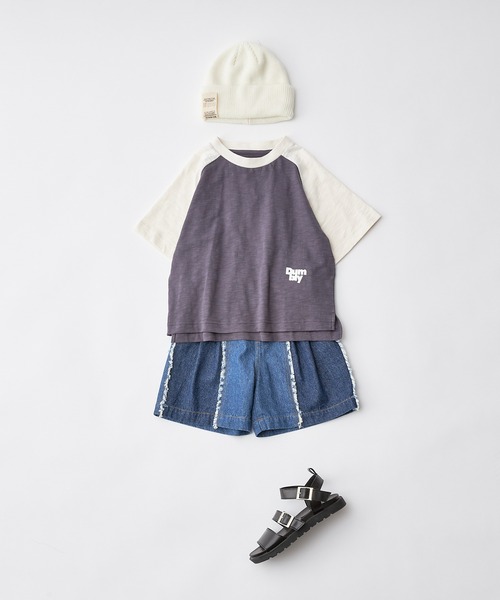 CIAOPANIC TYPY(チャオパニックティピー)の「【KIDS】ワンポイントスラブラグランTEE(Tシャツ/カットソー・キッズ・ブルー/チャコールグレー/ホワイト・S/M/L/XL/XXL)」の5枚目の写真
