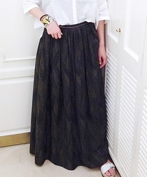 FIGARO Paris | ◆シルクコットンボーダー葉柄プリント ロングスカート(スカート)