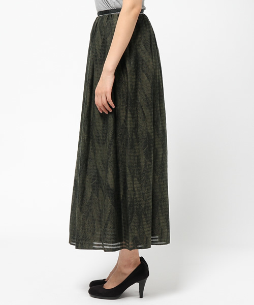 FIGARO Paris（フィガロパリ）の「◆シルクコットンボーダー葉柄プリント ロングスカート（スカート・レディース・カーキ・36/38）」の8枚目の写真