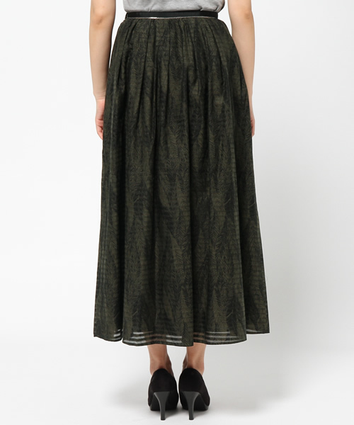 FIGARO Paris（フィガロパリ）の「◆シルクコットンボーダー葉柄プリント ロングスカート（スカート・レディース・カーキ・36/38）」の9枚目の写真