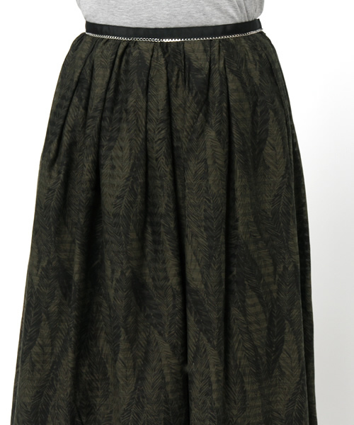 FIGARO Paris（フィガロパリ）の「◆シルクコットンボーダー葉柄プリント ロングスカート（スカート・レディース・カーキ・36/38）」の10枚目の写真