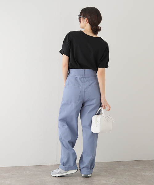 Simplicite(サンプリシテ)の「タックスリーブTシャツ(Tシャツ/カットソー・レディース・グリーン/ブラック/ホワイト・FREE)」の5枚目の写真