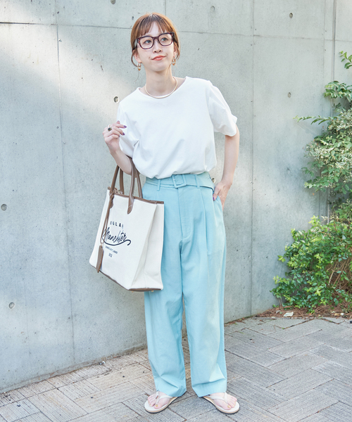 Simplicite(サンプリシテ)の「タックスリーブTシャツ(Tシャツ/カットソー・レディース・グリーン/ブラック/ホワイト・FREE)」の6枚目の写真