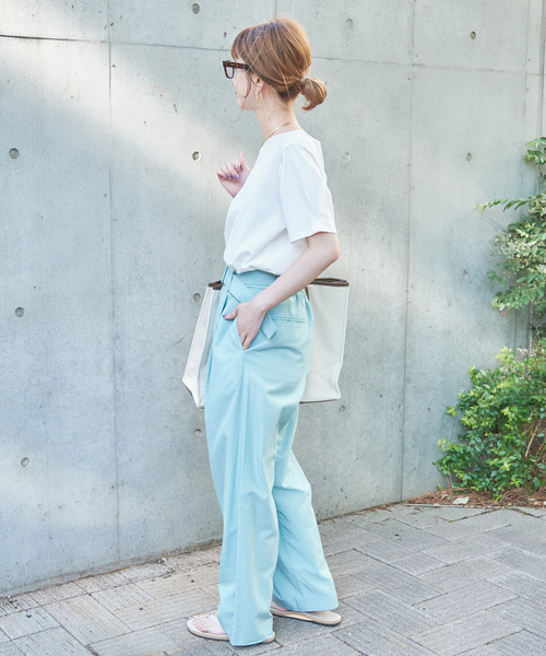 Simplicite(サンプリシテ)の「タックスリーブTシャツ(Tシャツ/カットソー・レディース・グリーン/ブラック/ホワイト・FREE)」の7枚目の写真