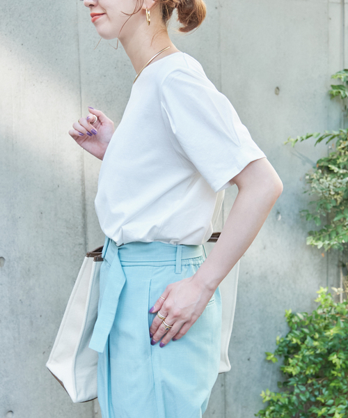 Simplicite(サンプリシテ)の「タックスリーブTシャツ(Tシャツ/カットソー・レディース・グリーン/ブラック/ホワイト・FREE)」の11枚目の写真