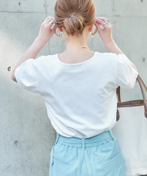 Simplicite(サンプリシテ)の「タックスリーブTシャツ(Tシャツ/カットソー・レディース・グリーン/ブラック/ホワイト・FREE)」の12枚目の写真