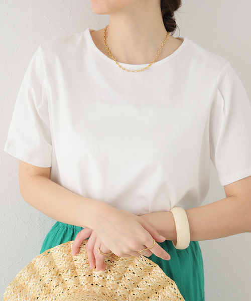 Simplicite(サンプリシテ)の「タックスリーブTシャツ(Tシャツ/カットソー・レディース・グリーン/ブラック/ホワイト・FREE)」の13枚目の写真