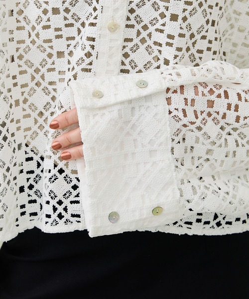 MATURED（マチュアード）の「【MATURED/マチュアード】ケミカルレースシャツ（シャツ/ブラウス・レディース・ホワイト/ブラック・FREE）」の12枚目の写真