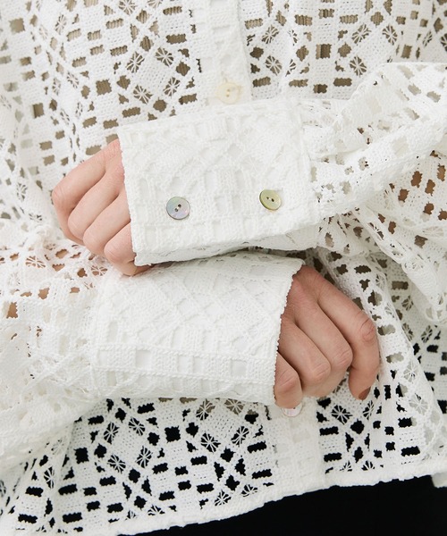 MATURED（マチュアード）の「【MATURED/マチュアード】ケミカルレースシャツ（シャツ/ブラウス・レディース・ホワイト/ブラック・FREE）」の13枚目の写真