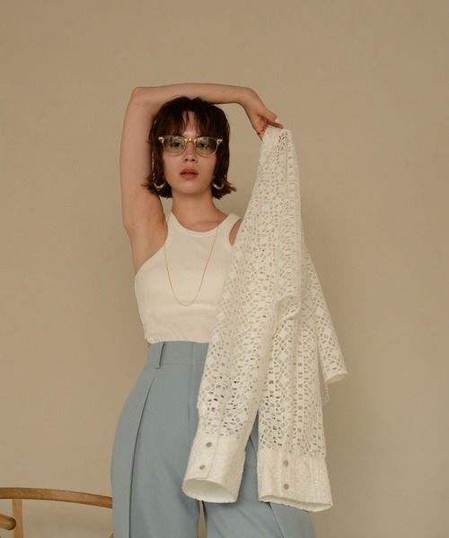 MATURED（マチュアード）の「【MATURED/マチュアード】ケミカルレースシャツ（シャツ/ブラウス・レディース・ホワイト/ブラック・FREE）」の4枚目の写真