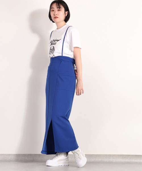 cepo（セポ）の「サスペンダー サイドスリットスカート ２ＷＡＹ（スカート・レディース・ロイヤルブルー/ブラック/オリーブ・M）」の18枚目の写真