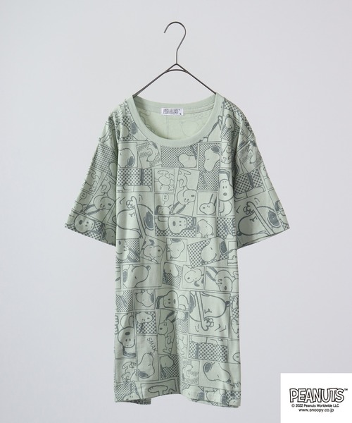 PEANUTS(ピーナッツ)の「PEANUTS スヌーピー 総柄 プリントTシャツ 半袖(Tシャツ/カットソー・レディース・ホワイト系その他/クリーム/ブラック/ネイビー/グリーン系その他/ブルー系その他/オフホワイト/ピンクベージュ・M/L/S/LL)」の5枚目の写真