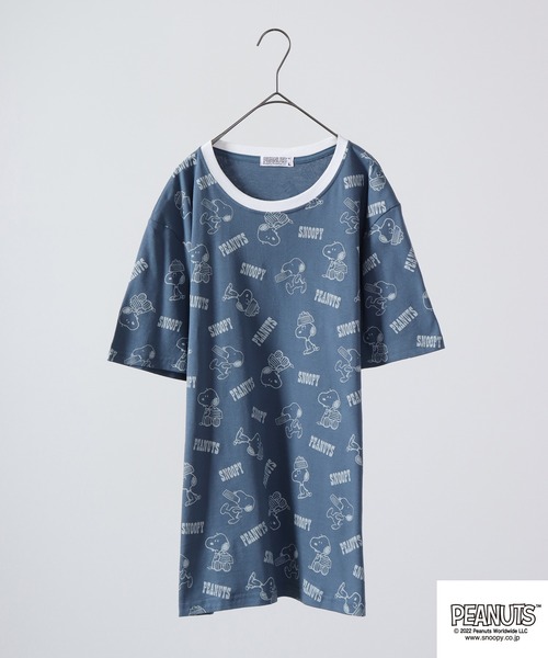 PEANUTS(ピーナッツ)の「PEANUTS スヌーピー 総柄 プリントTシャツ 半袖(Tシャツ/カットソー・レディース・ホワイト系その他/クリーム/ブラック/ネイビー/グリーン系その他/ブルー系その他/オフホワイト/ピンクベージュ・M/L/S/LL)」の7枚目の写真