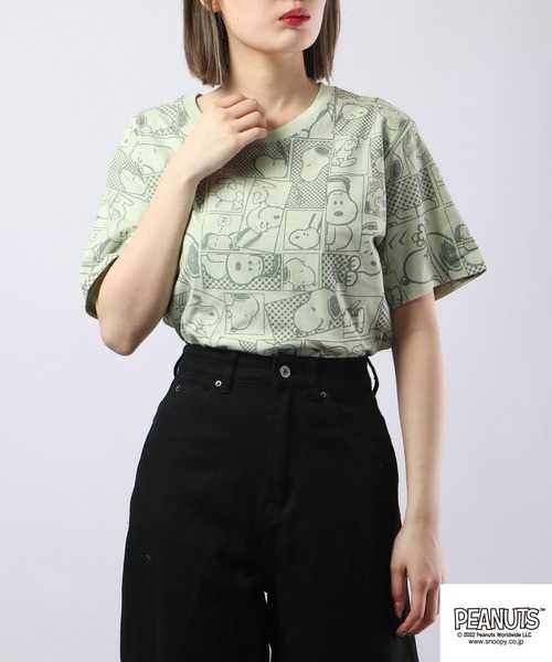 PEANUTS(ピーナッツ)の「PEANUTS スヌーピー 総柄 プリントTシャツ 半袖(Tシャツ/カットソー・レディース・ホワイト系その他/クリーム/ブラック/ネイビー/グリーン系その他/ブルー系その他/オフホワイト/ピンクベージュ・M/L/S/LL)」の21枚目の写真