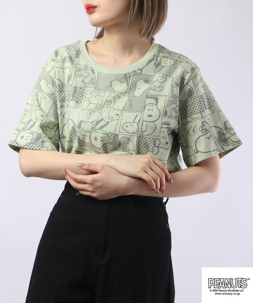 PEANUTS(ピーナッツ)の「PEANUTS スヌーピー 総柄 プリントTシャツ 半袖(Tシャツ/カットソー・レディース・ホワイト系その他/クリーム/ブラック/ネイビー/グリーン系その他/ブルー系その他/オフホワイト/ピンクベージュ・M/L/S/LL)」の20枚目の写真