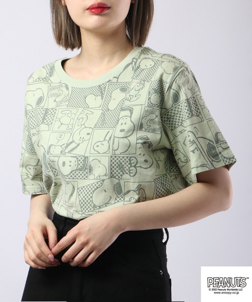 PEANUTS(ピーナッツ)の「PEANUTS スヌーピー 総柄 プリントTシャツ 半袖(Tシャツ/カットソー・レディース・ホワイト系その他/クリーム/ブラック/ネイビー/グリーン系その他/ブルー系その他/オフホワイト/ピンクベージュ・M/L/S/LL)」の19枚目の写真