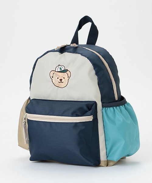 petit main（プティマイン）の「くま刺しゅうバイカラーリュック（バックパック/リュック・キッズ・ピンク/ライトブルー/ライトベージュ・FREE）」の2枚目の写真