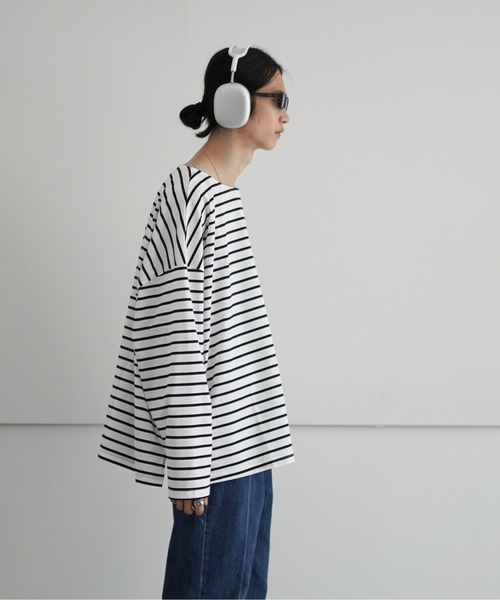 WhoWhat(フーワット)の「who what 5X CUT-SEW <LONG SLEEVE>(Tシャツ/カットソー・メンズ・ホワイト×ブラック/ブラック×ホワイト・F)」の5枚目の写真