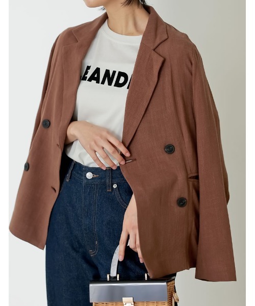 Re:EDIT（リエディ）の「[低身長サイズ有]ソフトリネンテーラードジャケット（テーラードジャケット・レディース・ブラウン/モカ/ベージュ/ブラック・LARGE/MEDIUM/SHORT）」の2枚目の写真