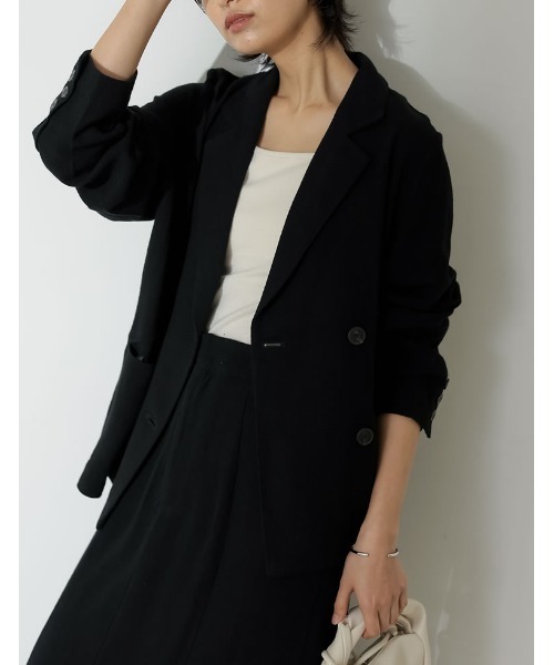 Re:EDIT（リエディ）の「[低身長サイズ有]ソフトリネンテーラードジャケット（テーラードジャケット・レディース・ブラウン/モカ/ベージュ/ブラック・LARGE/MEDIUM/SHORT）」の20枚目の写真