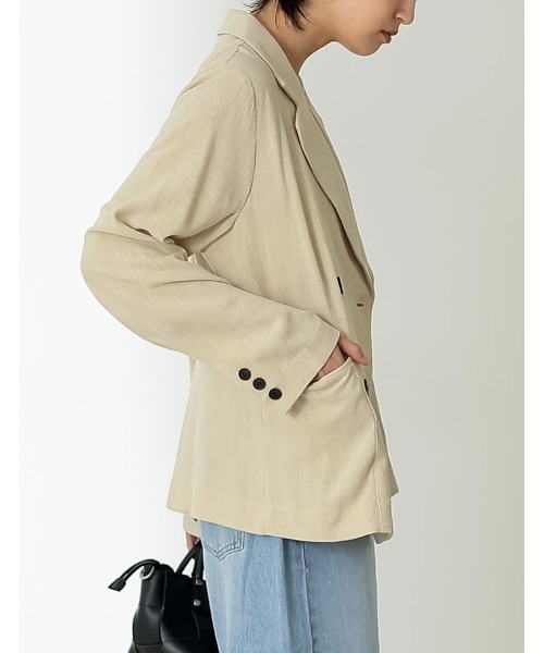 Re:EDIT（リエディ）の「[低身長サイズ有]ソフトリネンテーラードジャケット（テーラードジャケット・レディース・ブラウン/モカ/ベージュ/ブラック・LARGE/MEDIUM/SHORT）」の7枚目の写真