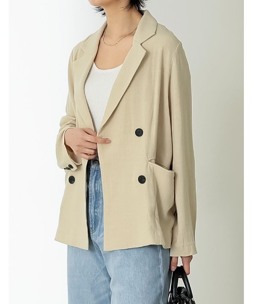 Re:EDIT（リエディ）の「[低身長サイズ有]ソフトリネンテーラードジャケット（テーラードジャケット・レディース・ブラウン/モカ/ベージュ/ブラック・LARGE/MEDIUM/SHORT）」の11枚目の写真