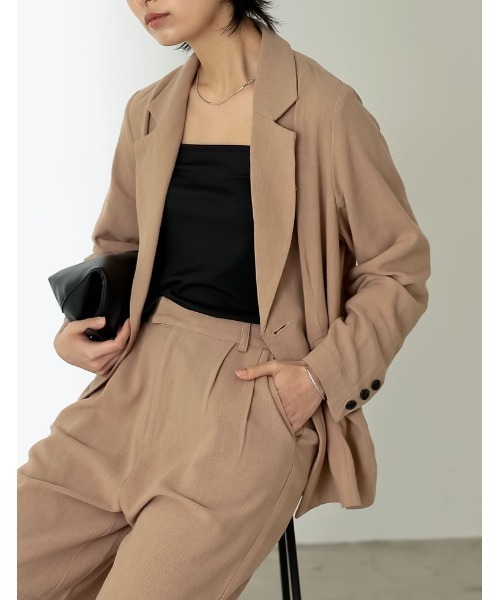 Re:EDIT（リエディ）の「[低身長サイズ有]ソフトリネンテーラードジャケット（テーラードジャケット・レディース・ブラウン/モカ/ベージュ/ブラック・LARGE/MEDIUM/SHORT）」の17枚目の写真