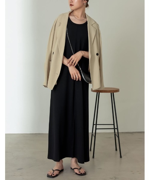 Re:EDIT（リエディ）の「[低身長サイズ有]ソフトリネンテーラードジャケット（テーラードジャケット・レディース・ブラウン/モカ/ベージュ/ブラック・LARGE/MEDIUM/SHORT）」の12枚目の写真