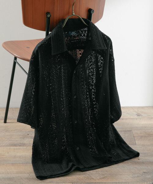 ITEMS URBANRESEARCH(アイテムズ アーバンリサーチ)の「コットンレース ショートスリーブシャツ(シャツ/ブラウス・メンズ・オフホワイト/イエロー/ブラック・MEDIUM/LARGE)」の1枚目の写真