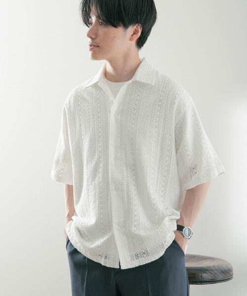 ITEMS URBANRESEARCH(アイテムズ アーバンリサーチ)の「コットンレース ショートスリーブシャツ(シャツ/ブラウス・メンズ・オフホワイト/イエロー/ブラック・MEDIUM/LARGE)」の5枚目の写真