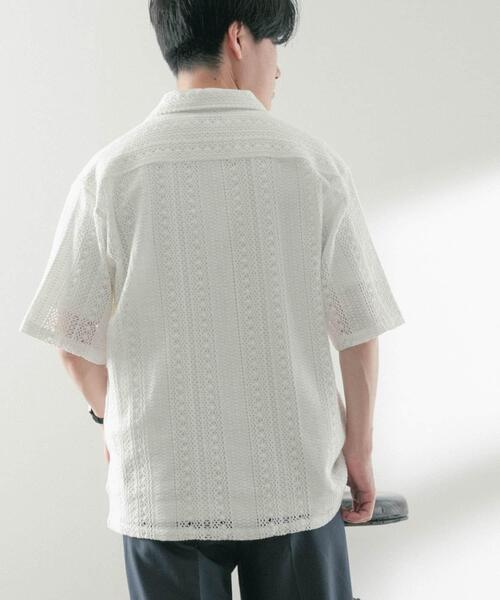 ITEMS URBANRESEARCH(アイテムズ アーバンリサーチ)の「コットンレース ショートスリーブシャツ(シャツ/ブラウス・メンズ・オフホワイト/イエロー/ブラック・MEDIUM/LARGE)」の7枚目の写真