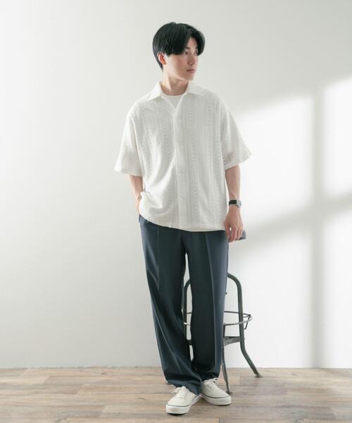 ITEMS URBANRESEARCH(アイテムズ アーバンリサーチ)の「コットンレース ショートスリーブシャツ(シャツ/ブラウス・メンズ・オフホワイト/イエロー/ブラック・MEDIUM/LARGE)」の8枚目の写真