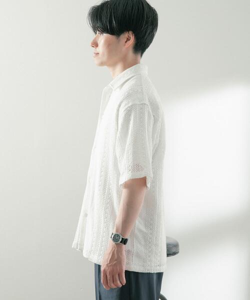ITEMS URBANRESEARCH(アイテムズ アーバンリサーチ)の「コットンレース ショートスリーブシャツ(シャツ/ブラウス・メンズ・オフホワイト/イエロー/ブラック・MEDIUM/LARGE)」の11枚目の写真