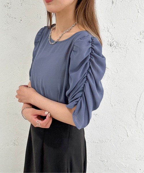 apres jour mignon(アプレジュールミニョン)の「シアー袖シャーリングプルオーバー【ZOZOTOWN限定アイテム】(シャツ/ブラウス・レディース・グレー/ブラック/ブルー・X-LARGE/フリー)」の20枚目の写真