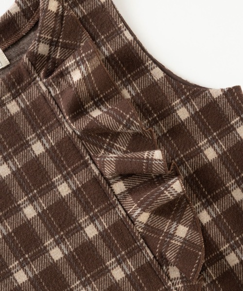 trois lapins kp（トロワラパンケーピー）の「Wジャガードチェック柄 ジャンパースカート(100~150cm)（ジャンパースカート・キッズ・ブラック/ブラウン・110cm/140cm/120cm/150cm/100cm/130cm）」の8枚目の写真