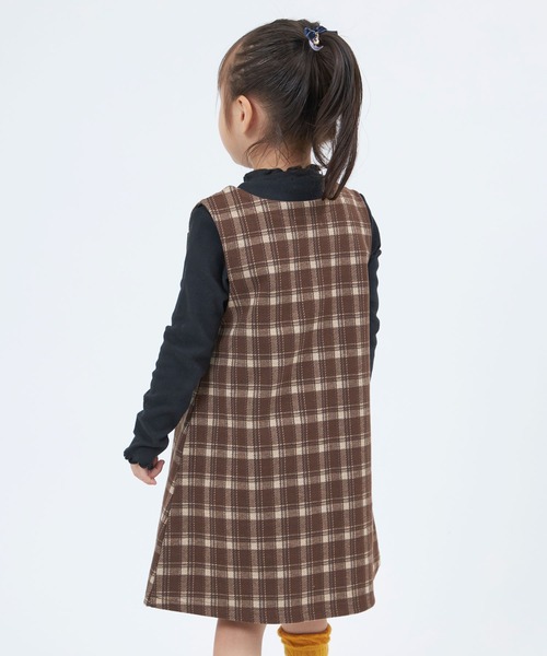 trois lapins kp（トロワラパンケーピー）の「Wジャガードチェック柄 ジャンパースカート(100~150cm)（ジャンパースカート・キッズ・ブラック/ブラウン・110cm/140cm/120cm/150cm/100cm/130cm）」の13枚目の写真
