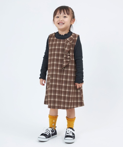 trois lapins kp（トロワラパンケーピー）の「Wジャガードチェック柄 ジャンパースカート(100~150cm)（ジャンパースカート・キッズ・ブラック/ブラウン・110cm/140cm/120cm/150cm/100cm/130cm）」の12枚目の写真