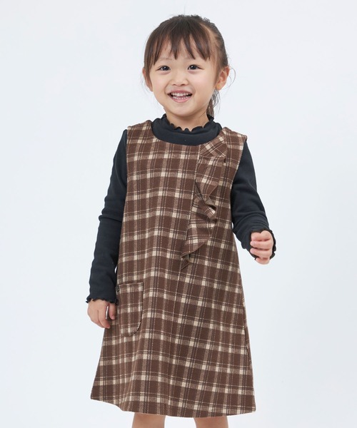 trois lapins kp（トロワラパンケーピー）の「Wジャガードチェック柄 ジャンパースカート(100~150cm)（ジャンパースカート・キッズ・ブラック/ブラウン・110cm/140cm/120cm/150cm/100cm/130cm）」の14枚目の写真