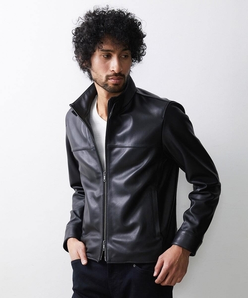 MICHEL KLEIN HOMME (ミッシェルクランオム)の「シングルライダースレザーブルゾン(ライダースジャケット・メンズ・ブラック・MEDIUM/LARGE/X-LARGE)」の2枚目の写真