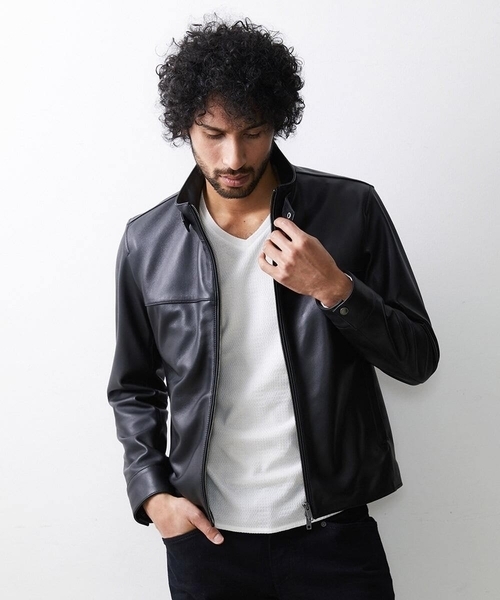 MICHEL KLEIN HOMME (ミッシェルクランオム)の「シングルライダースレザーブルゾン(ライダースジャケット・メンズ・ブラック・MEDIUM/LARGE/X-LARGE)」の3枚目の写真