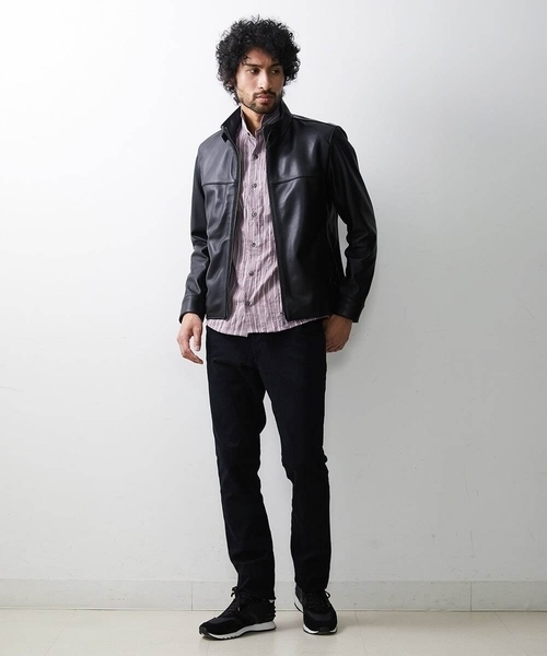 MICHEL KLEIN HOMME (ミッシェルクランオム)の「シングルライダースレザーブルゾン(ライダースジャケット・メンズ・ブラック・MEDIUM/LARGE/X-LARGE)」の4枚目の写真