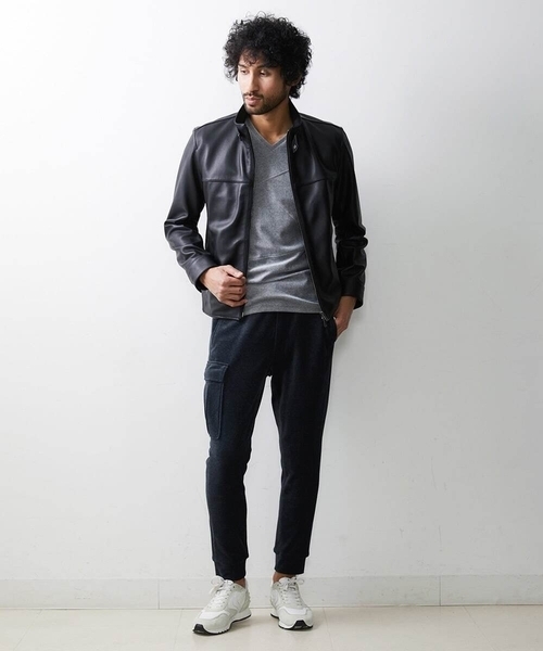 MICHEL KLEIN HOMME (ミッシェルクランオム)の「シングルライダースレザーブルゾン(ライダースジャケット・メンズ・ブラック・MEDIUM/LARGE/X-LARGE)」の5枚目の写真