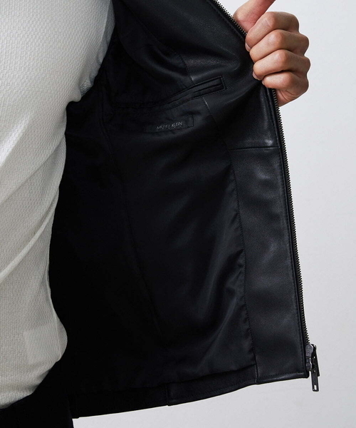 MICHEL KLEIN HOMME (ミッシェルクランオム)の「シングルライダースレザーブルゾン(ライダースジャケット・メンズ・ブラック・MEDIUM/LARGE/X-LARGE)」の16枚目の写真