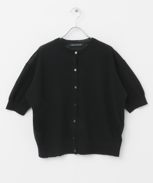 mizuiroind（ミズイロインド）の「mizuiro ind　HG crew neck half sleeve cardigan（カーディガン/ボレロ・レディース・ライトグレー/ブラック・FREE）」の3枚目の写真