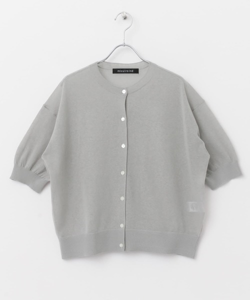 mizuiroind（ミズイロインド）の「mizuiro ind　HG crew neck half sleeve cardigan（カーディガン/ボレロ・レディース・ライトグレー/ブラック・FREE）」の4枚目の写真